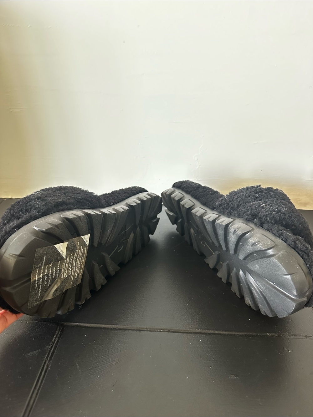 UGG Black Fuzzy Slide Slippers **Never worn - Picture 3 of 4